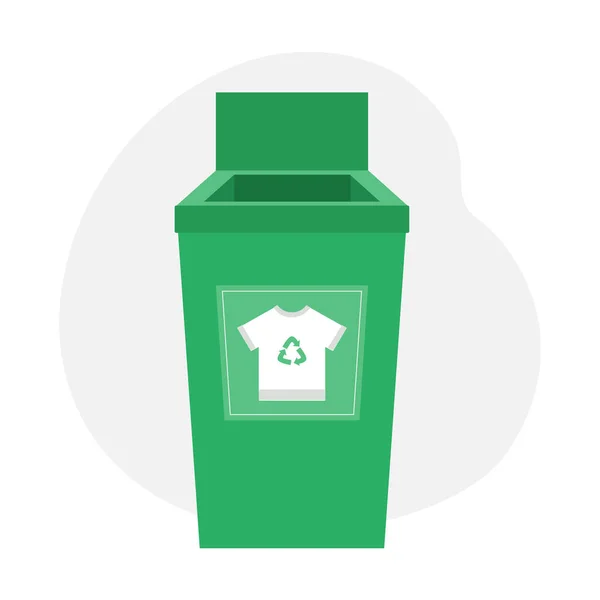 Groene container voor recycling en donatie van oude kleding — Stockvector