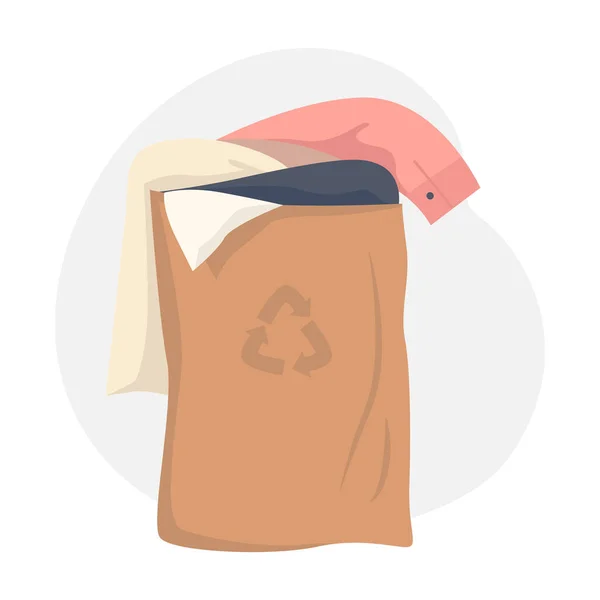 Bastelpaket mit alten Kleidern zum Recyceln. Recyclingkonzept für Kleidung — Stockvektor