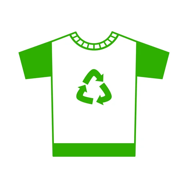 Abstraktes grünes T-Shirt-Symbol für Webdesign mit Recycling-Zeichen. Vektor — Stockvektor