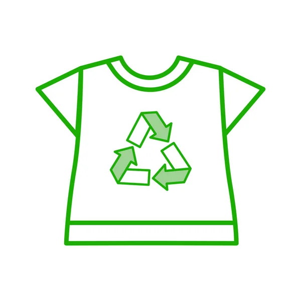 Abstraktes grünes T-Shirt-Symbol mit Recycling-Zeichen. Globales Recycling. Vektor — Stockvektor