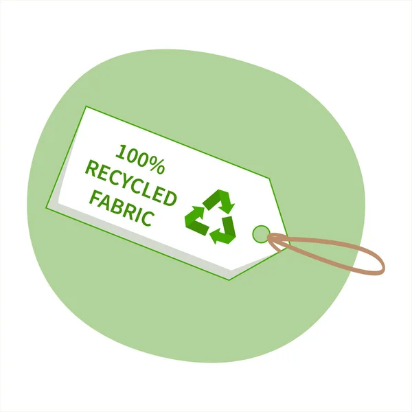 White label 100 recycelten Stoff mit Recycling-Zeichen. Umweltzeichen-Design für Markt, Kleidung — Stockvektor