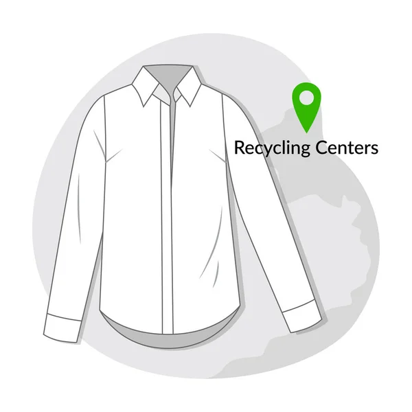 Der Recyclinghof auf der Karte markiert. Kleidungssymbol - weißes Hemd auf der Karte, Recycling von Kleidung — Stockvektor