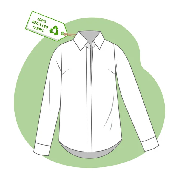 Kleidung mit Etikett - 100 recycelte Stoffe, ein Hemd mit Öko-Zeichen — Stockvektor