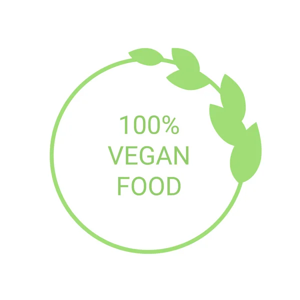 100 etiqueta de comida vegana. Para productos de etiquetado. Concepto ecológico. Vector — Archivo Imágenes Vectoriales