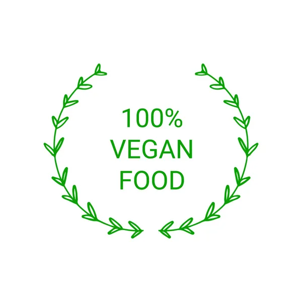 100 etiqueta de comida vegana. Para productos de etiquetado. Concepto ecológico. Vector signo verde, etiqueta engomada — Archivo Imágenes Vectoriales