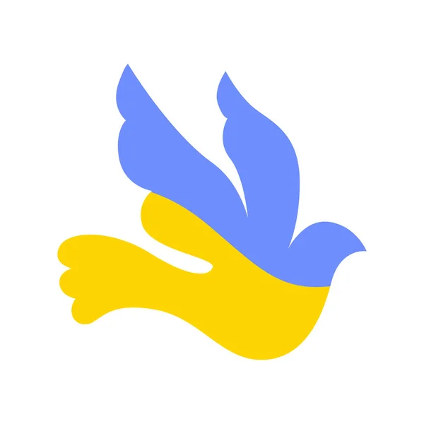Colombe symbole dans les couleurs du drapeau ukrainien. Arrêtez la guerre en Ukraine. Un symbole de paix. Vecteur — Image vectorielle