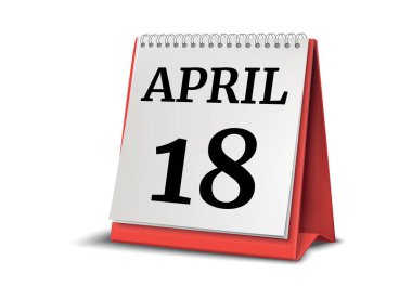 Takvim beyaz zemin üzerinde. 18 Nisan. illüstrasyon.