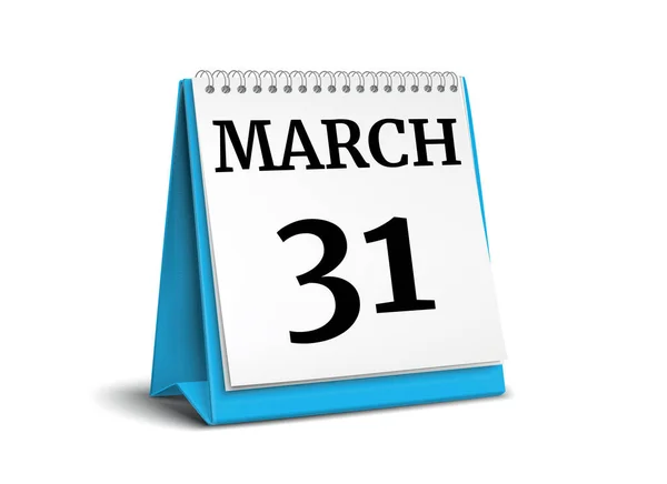 Março Data Página Calendário Flip Renderização — Fotografia de Stock