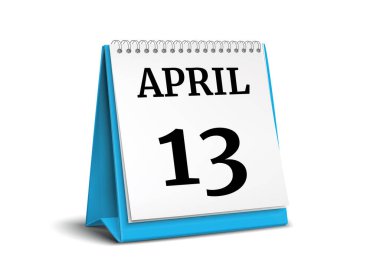 Takvim beyaz zemin üzerinde. 13 Nisan. illüstrasyon.