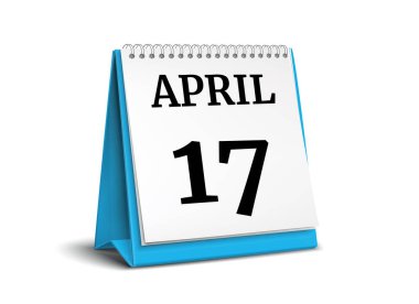 Takvim beyaz zemin üzerinde. 17 Nisan. illüstrasyon.