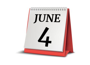 Takvim beyaz zemin üzerinde. 4 Haziran. illüstrasyon.