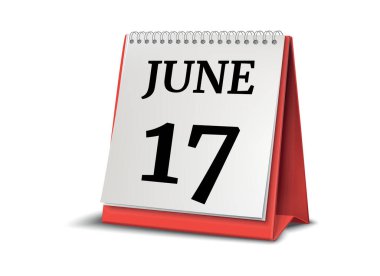Takvim beyaz zemin üzerinde. 17 Haziran. illüstrasyon.