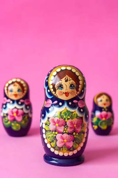 Matroesjka Set Van Houten Speelgoed Russische Nationale Stijl Traditioneel Souvenir — Stockfoto