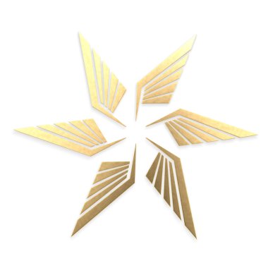 Metal kanatlar sembolü 3d oluşturma