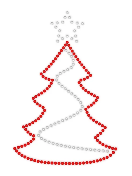 Albero Natale Con Stella Perline Silhouette Rendering — Foto Stock