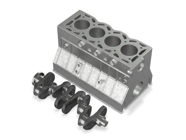 Engine Block Crankshaft Rendering — 图库照片