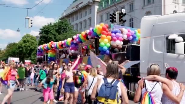 Höjdpunkt Rainbow Parade Vienna Pride Och Rainbow Parade Årlig Parad — Stockvideo