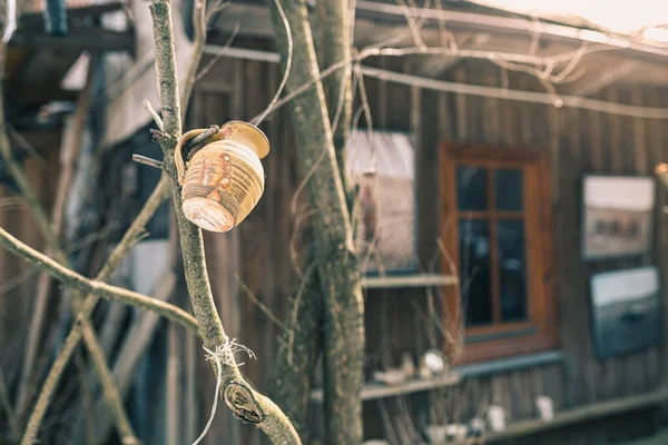 Fond Flou Une Vieille Maison Abandonnée Bois Une Vieille Maison — Photo