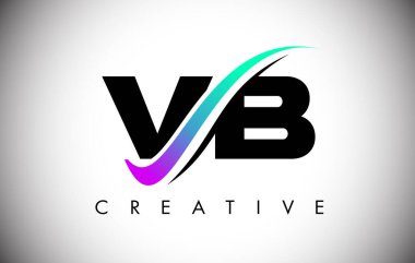 Yaratıcı Swoosh Eğimli Satır ve Kalın Yazı Tipi ve Renkli VB Harf Logosu