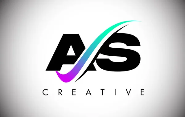 Letter Logo Creative Swoosh Zakřivenou Čárou Tučným Písmem Pulzujícími Barvami — Stockový vektor