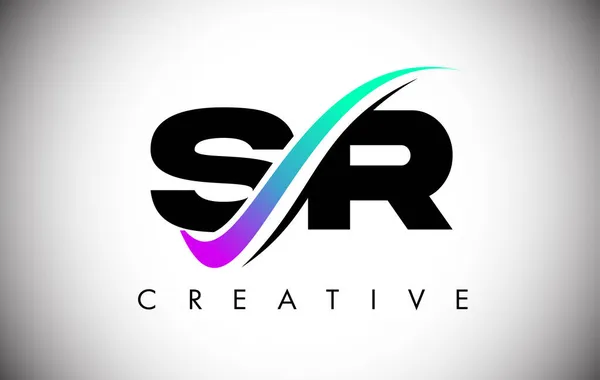 Logo Lettre Avec Ligne Incurvée Créative Swoosh Couleurs Audacieuses Vibrantes — Image vectorielle