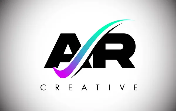 Logotipo Letra Con Línea Curva Swoosh Creativo Fuente Audaz Colores — Archivo Imágenes Vectoriales