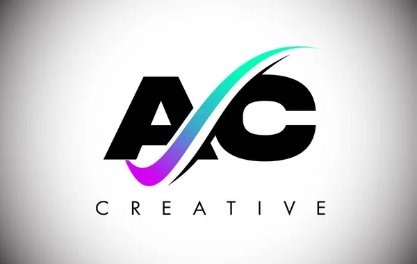 Logo Lettre Avec Ligne Courbe Swoosh Créative Couleurs Audacieuses Vibrantes — Image vectorielle
