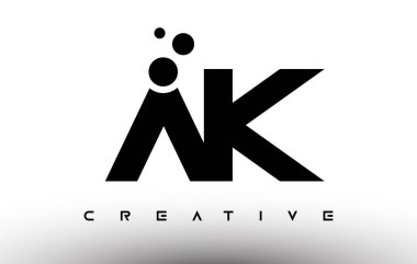 AK Zarif Harf Logosu Tasarımı. Yaratıcı Görünüm Vektörlü AK Harf Simgesi