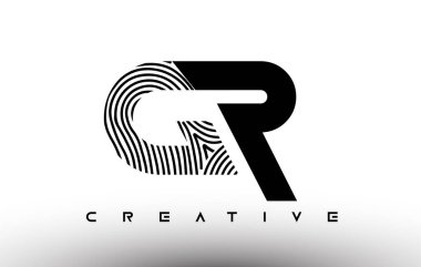 GR Parmak izi zebra logosu tasarımı. Parmak izli GR Logosu Yaratıcı Simge Vektörü