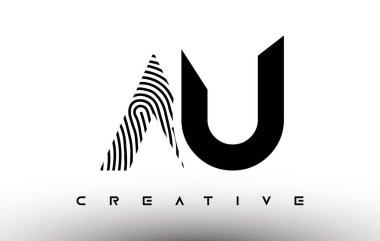 AU parmak izi zebra logosu tasarımı. Parmak izli AU Logosu Yaratıcı Simge Vektörü