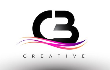 CB Logo Harf Tasarımı Simgesi. Renkli Yaratıcı Swoosh Satırlı CB Harfleri