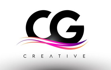 CG Logo Harf Tasarımı Simgesi. Renkli Yaratıcı Swoosh Satırlı CG Harfleri