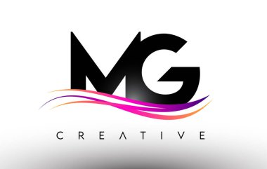 MG Logo Harf Tasarımı Simgesi. Renkli Yaratıcı Swoosh Çizgilerine sahip MG Harfleri
