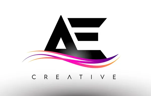 Icône Conception Lettre Logo Lettres Avec Lignes Swoosh Créatives Colorées — Image vectorielle