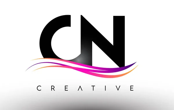 Ícone Design Letras Logotipo Cartas Com Linhas Coloridas Criativas Swoosh — Vetor de Stock