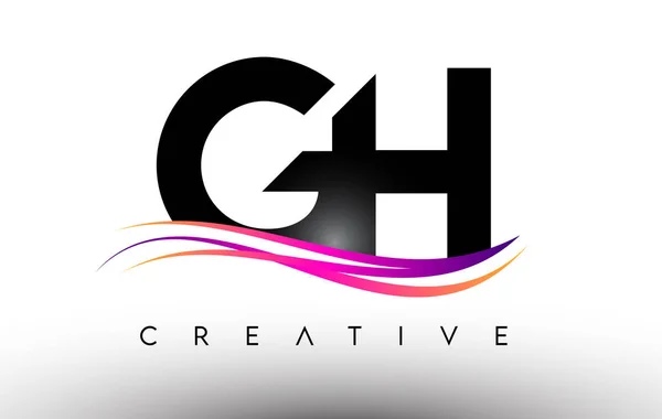Icono Diseño Letras Logotipo Cartas Con Coloridas Líneas Creativas Swoosh — Vector de stock