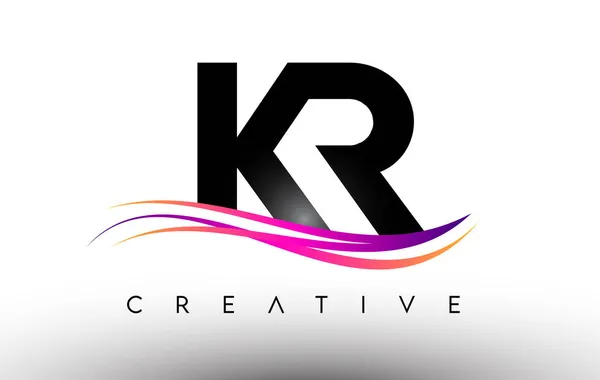 Icône Conception Lettre Logo Lettres Avec Lignes Swoosh Créatives Colorées — Image vectorielle