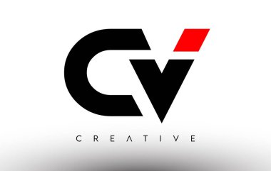CV Modern Harf Logosu Tasarımı. CV Simge Harfleri Logo Vektörü
