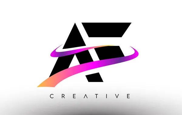 Icono Diseño Letra Logotipo Cartas Con Coloridas Líneas Creativas Swoosh — Vector de stock