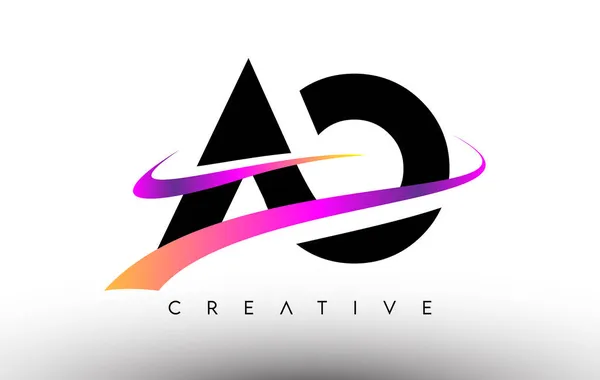 Logo Lettre Design Icône Lettres Avec Lignes Swoosh Créatives Colorées — Image vectorielle