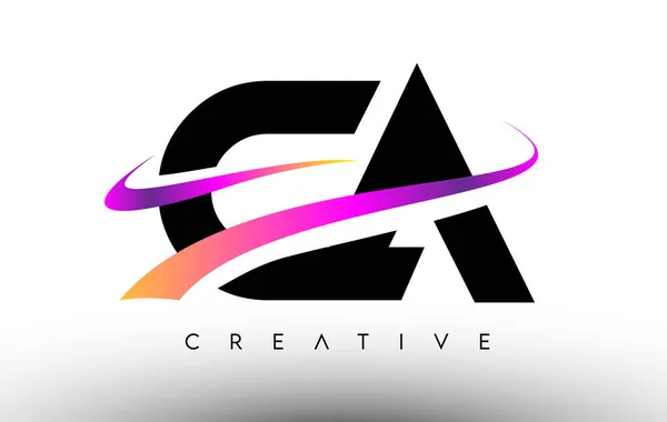 Ícone Projeto Letra Logotipo Cartas Com Linhas Swoosh Criativas Coloridas — Vetor de Stock