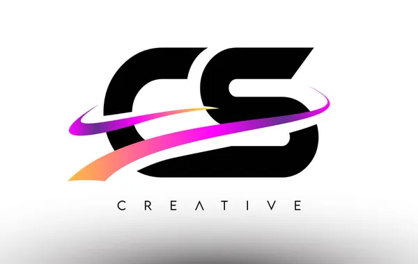 Logo Icono Diseño Letras Cartas Con Líneas Swoosh Creativas Coloridas — Archivo Imágenes Vectoriales
