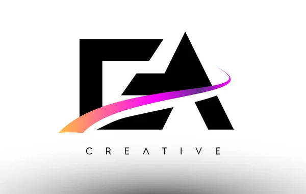 Icône Design Lettre Logo Lettres Avec Lignes Swoosh Créatives Colorées — Image vectorielle