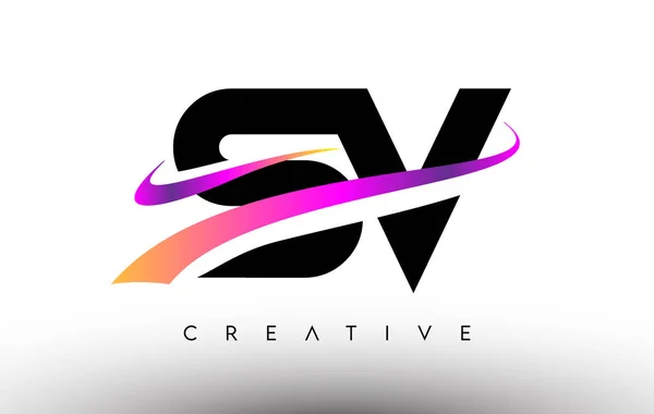 Logo Brev Design Ikon Bokstäver Med Färgglada Kreativa Swoosh Linjer — Stock vektor