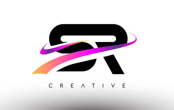 Icono Diseño Letras Con Logotipo Cartas Con Coloridas Líneas Creativas — Vector de stock