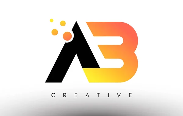 Black Orange Letter Logo Design Icon Mit Punkten Und Bubbles — Stockvektor