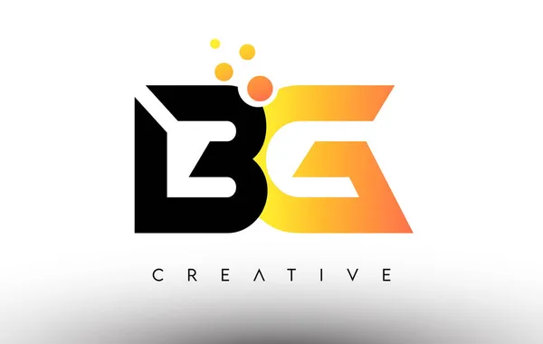 Bgブラックオレンジ文字ロゴデザイン ドットとバブルベクトルのロゴとBgアイコン — ストックベクタ
