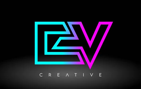 Neon Purple Blue Letters Logo Design Outline Lettera Icona Vettoriale — Vettoriale Stock