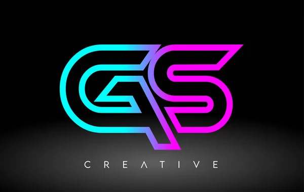 Neon Purple Blue Letters Logo Design Vektor Ikony Osnovy — Stockový vektor