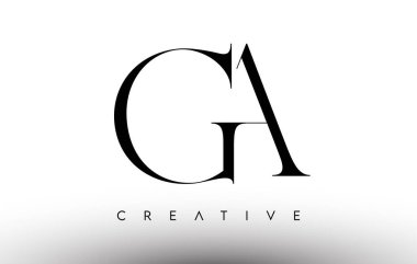 GA Minimalist Serif Modern Harf Logosu Siyah ve Beyaz. GA Yaratıcı Serif Logo Tasarımı Simge Vektörü